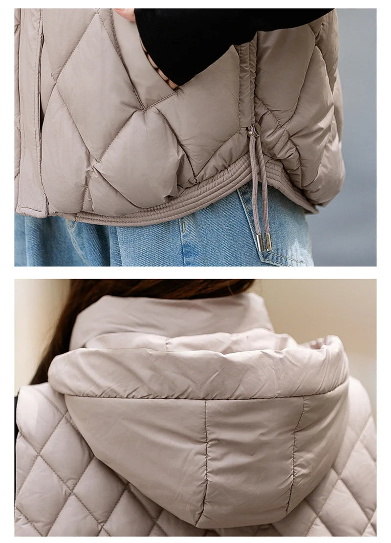 Korean Style Hooded Vest – Warm Down Cotton for Women